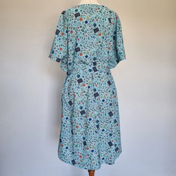 Lorraine LPD Multicolour Teacher Print Shift Dress with Belt Size 14 - Picture 2 of 10